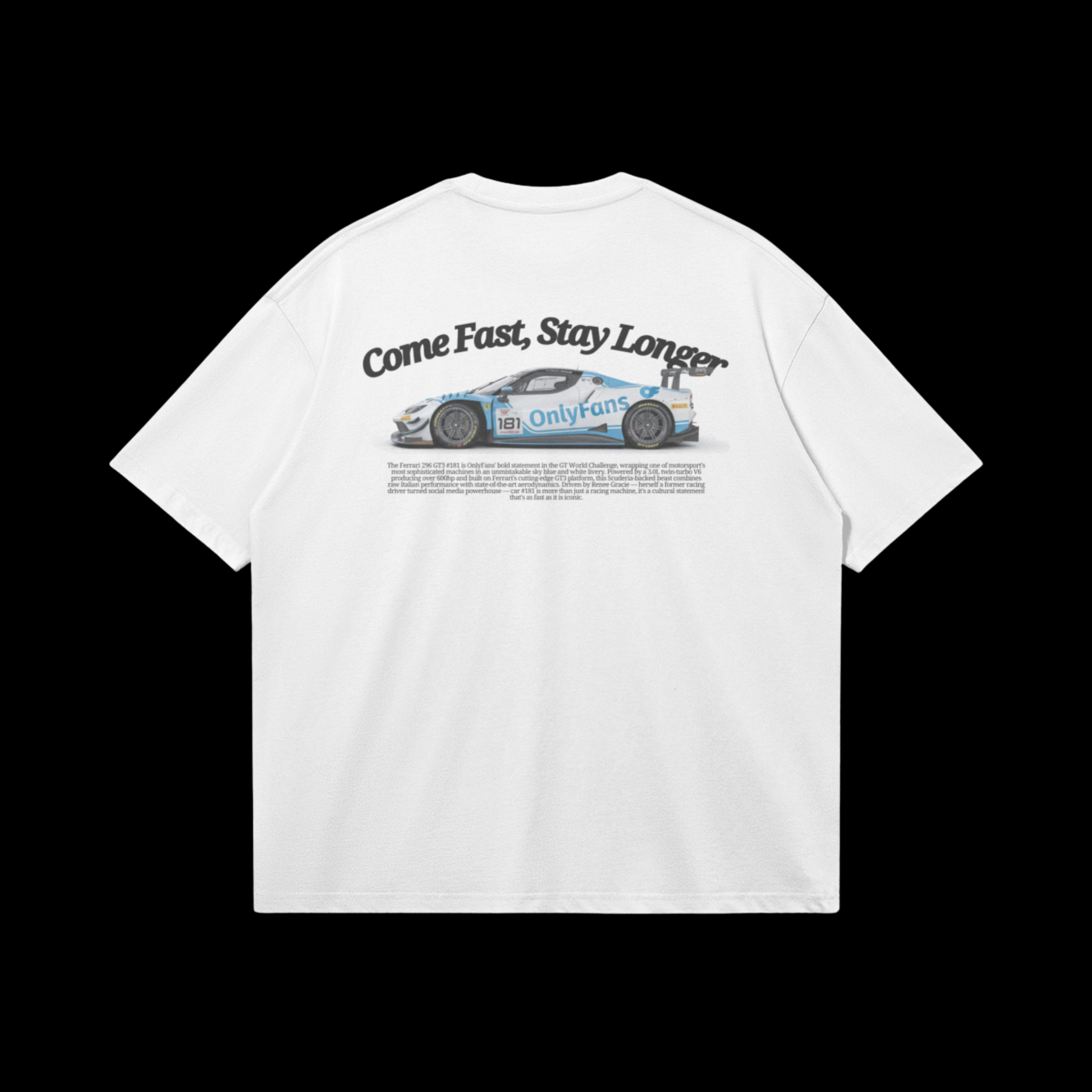 T-shirt oversize à design Ferrari 296 GT3 OnlyFans racing - Duplicen
