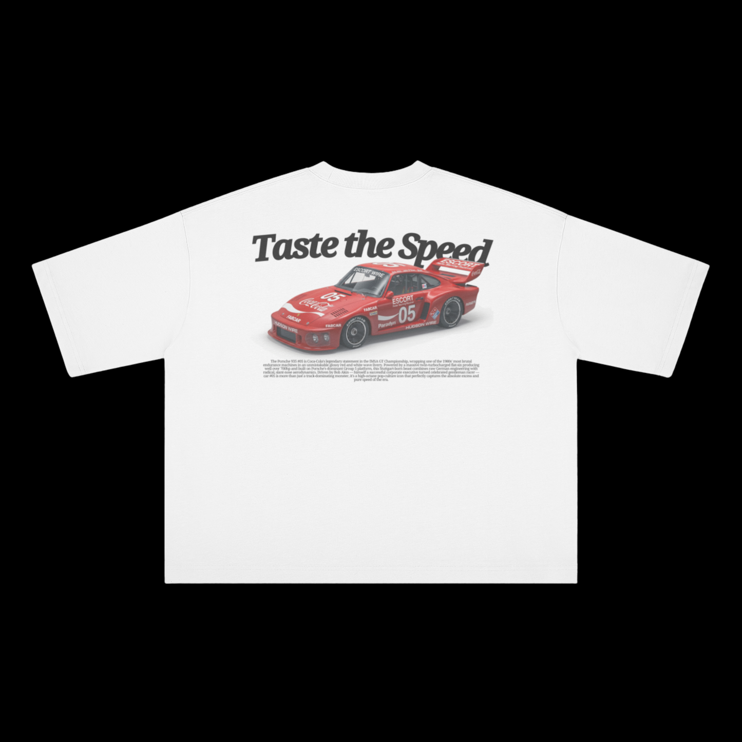 Dos du t-shirt Düplicen Porsche 935 Coca-Cola avec illustration inspirée de l'endurance et du Mans